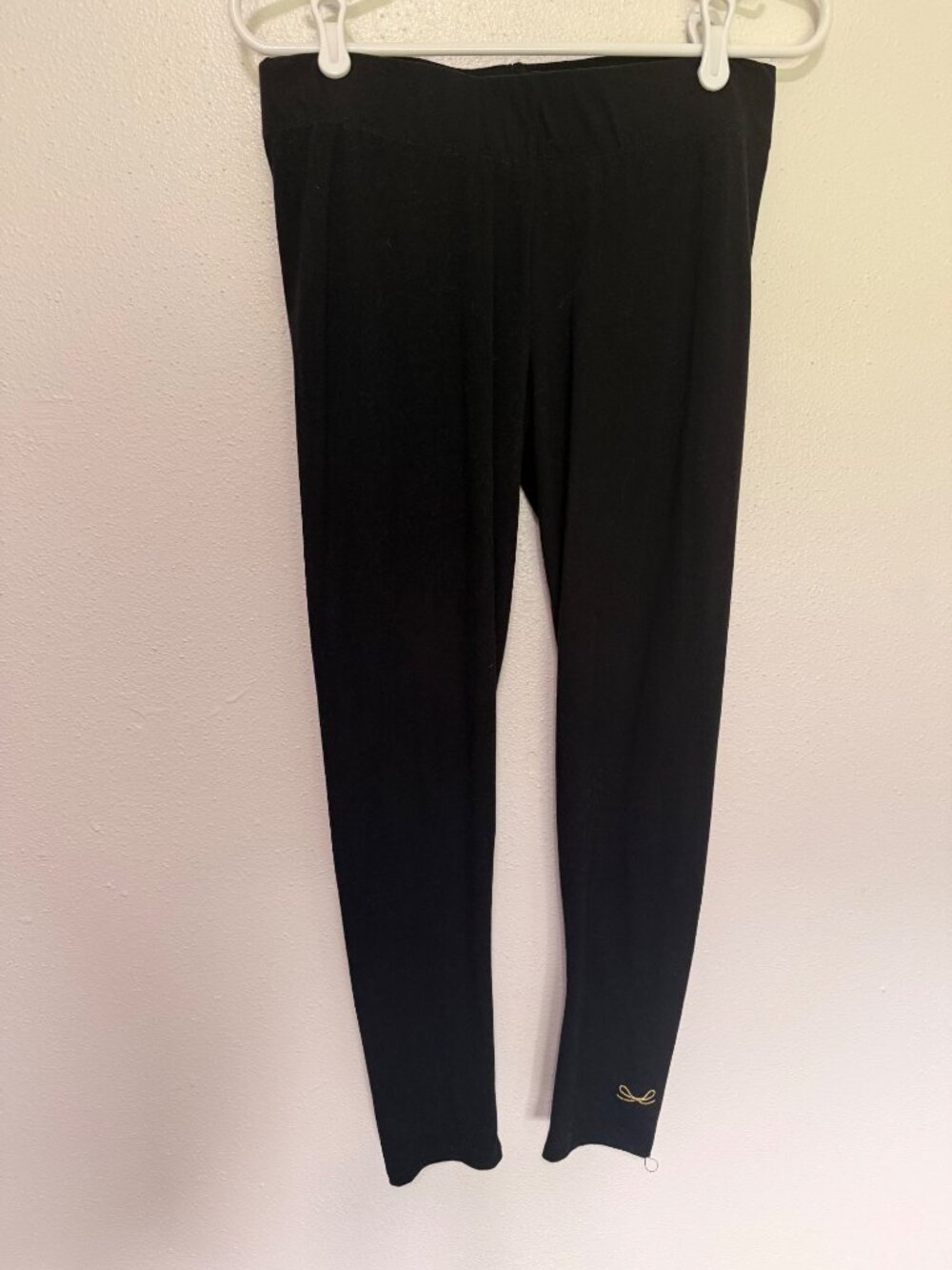 Mud Pie Leggings Black with Golden Yellow Bow on Hem Womans M/L
